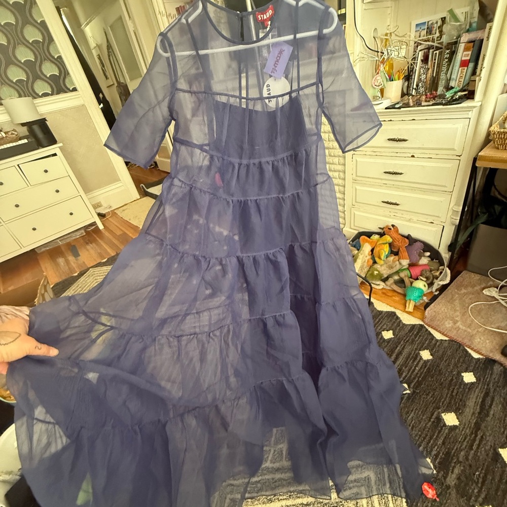 STAUD Sheer Blue Layered Dress - Picture 2 of 10